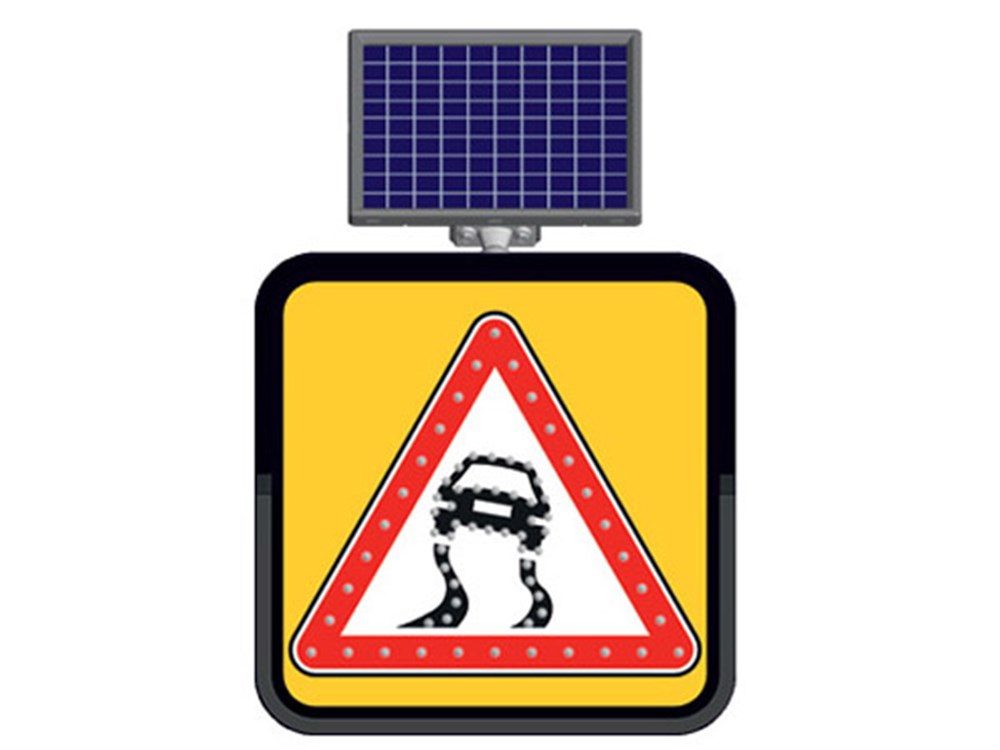 Solar "Slippery Road" Sign 60 x 60 cm