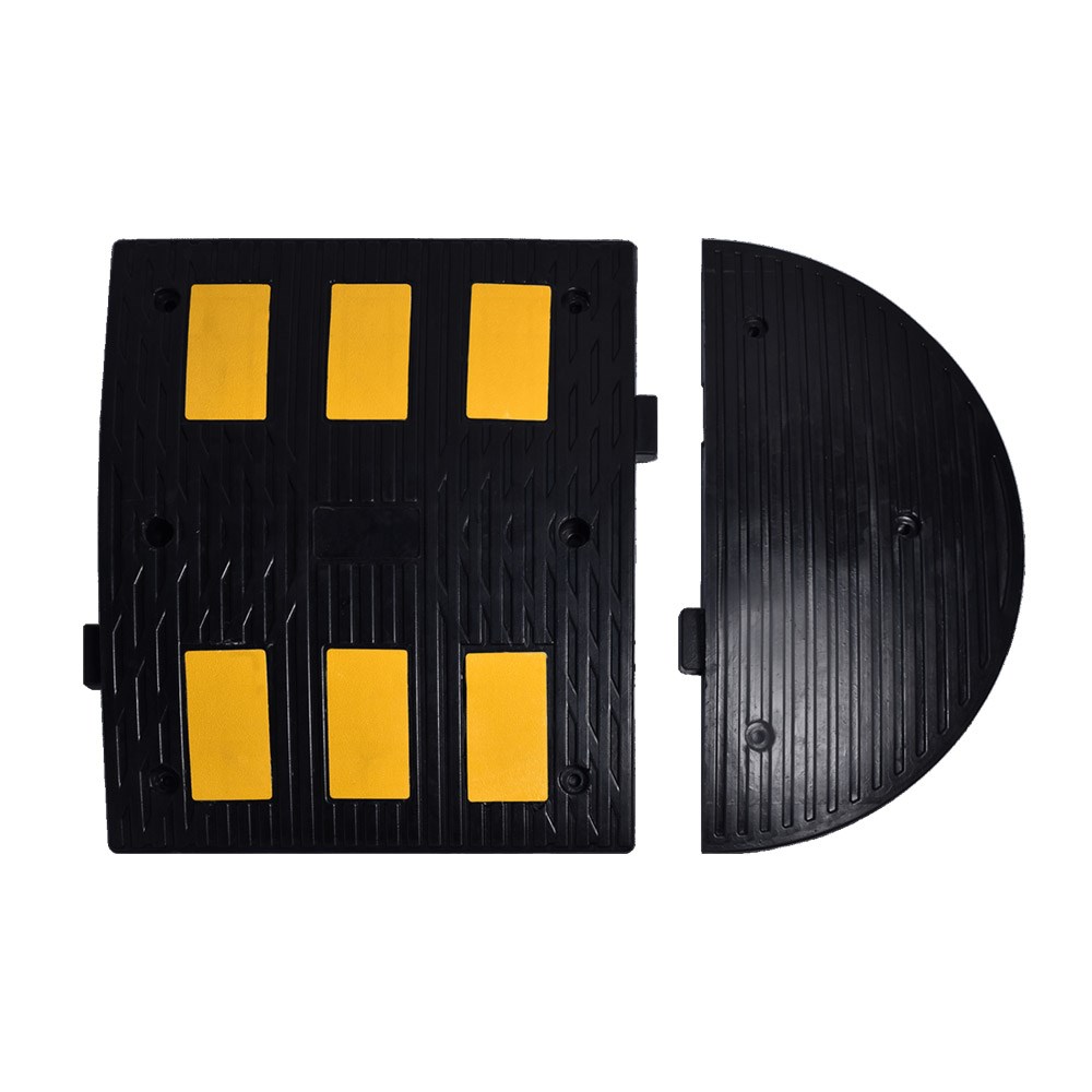 Rubber Speed Bump with 6 Reflective Endcap-2 Rubber Speed Bump with 6 Reflective