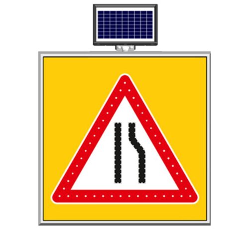 Solar "Road Narrows On Right" Sign 100 x 100 cm