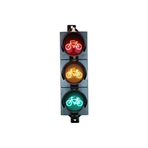10 cm Power LED Traffic Light with Bicycle Figure