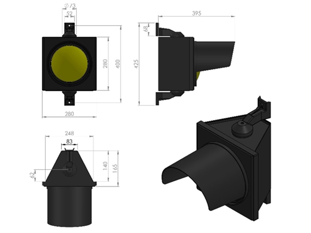 SN-01-01-275 S 12 VDC-2 A-Series Power LED Single Warning Light - 20 cm
