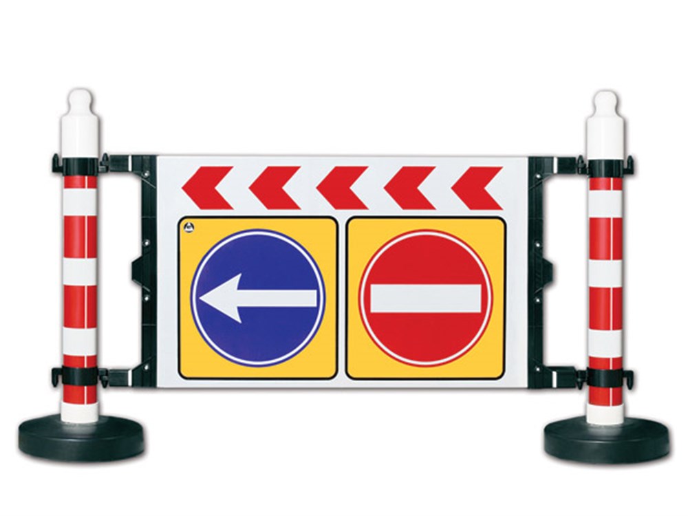 Barrier with Warning Sign 181,5 x 120 cm- Left- Attention