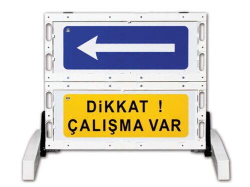 Folding Warning Barrier with Signboard 100 x 91 cm