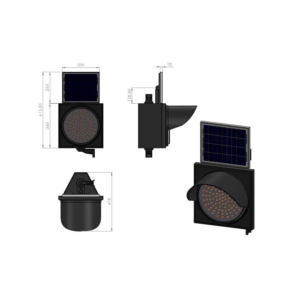 Solar Powered LED Flashing Light - 300 mm (Black Case) Solar Powered LED Flashing Light - 300 mm (Black Case)