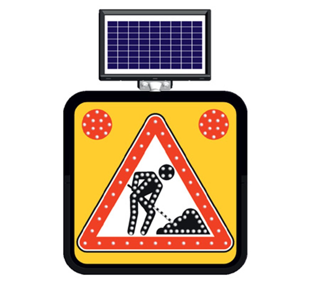 Solar Powered Road Construction Sign (60 x 60 cm)