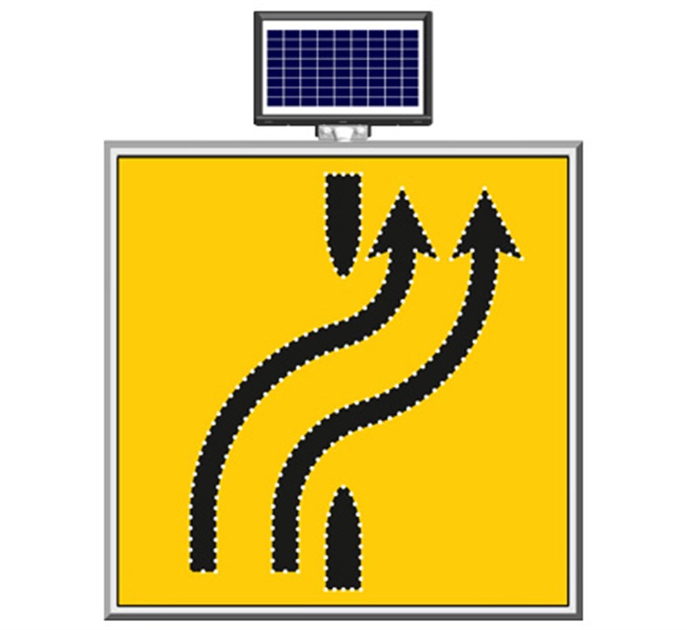 Solar "Two Lane Shift Right" Sign 100 x 100 cm