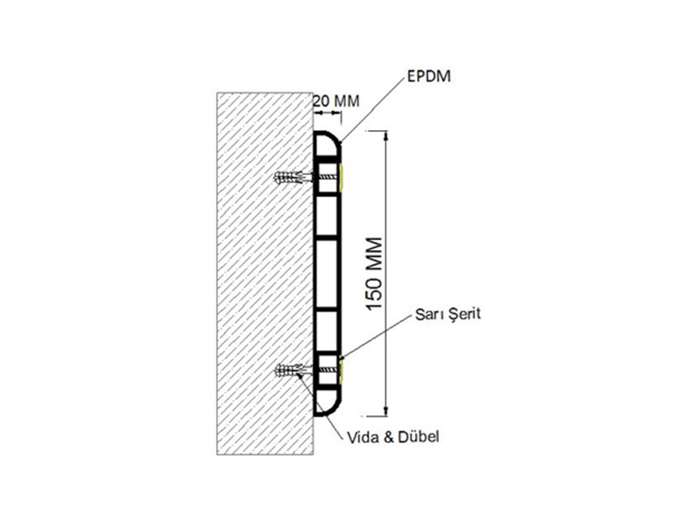 Rubber Wall Protector 15 x 300 cm
