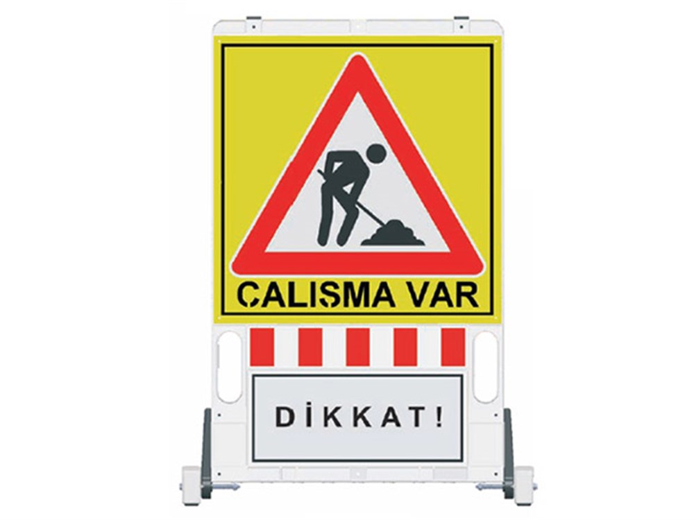 Folding Warning Barrier with Signboard 150 x 90 cm